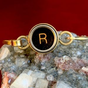 R typewriter key bracelet